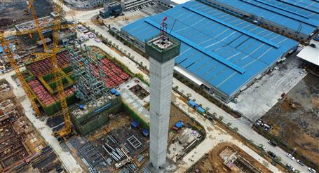 80米高煙囪、提前14天封頂！